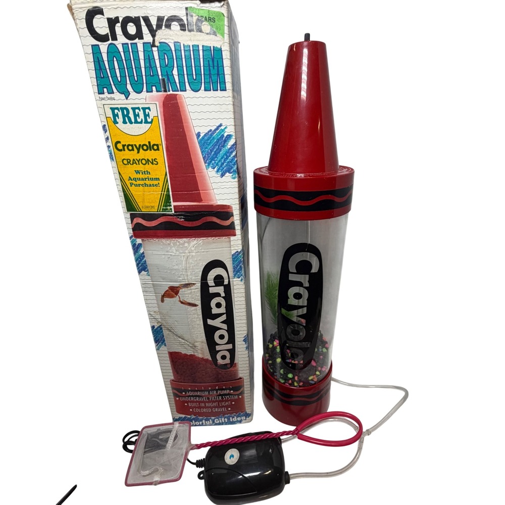 Vintage 1990 Crayola Crayon Aquarium Red Fish Tank Hawkeye Corp Made in USA